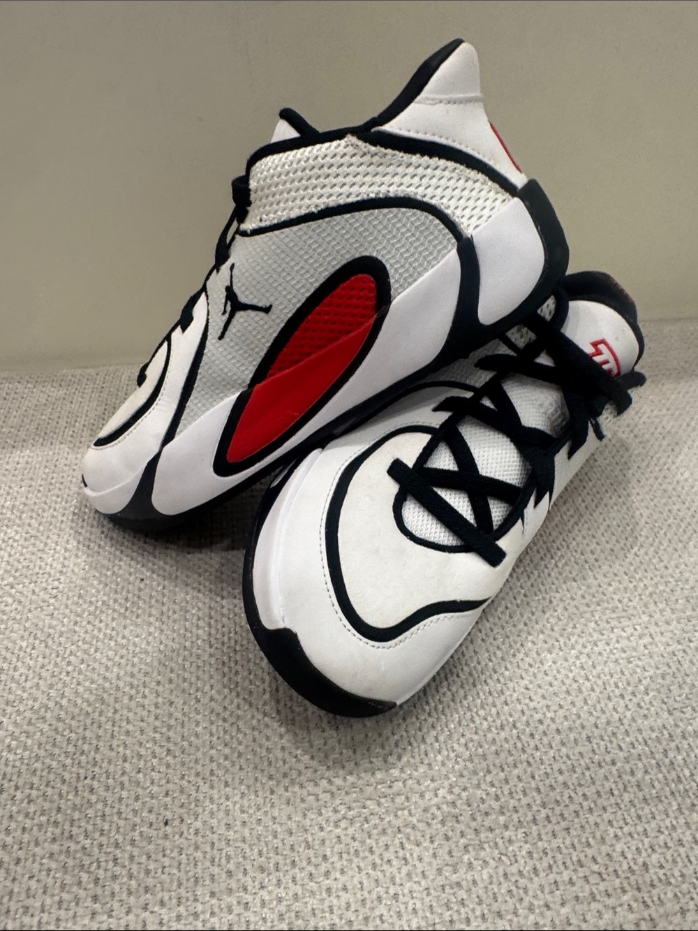 Jordan Kids White, Black and Red Basketball Sneakers